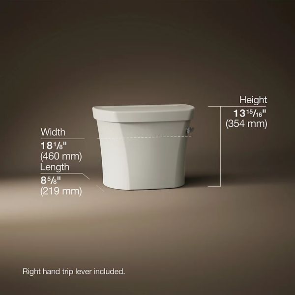KOHLER® Wellworth® Biscuit Right-Hand Trip Toilet Tank, 1.28 Gpf with Insuliner® Tank Liner  -4