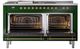Ilve® Nostalgie II Noblesse 60'' Emerald Green Pro Style Dual Fuel Range with Brass Trim-2
