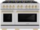 ZLINE Select Autograph Edition 48" Satin Stainless Steel Pro Style Dual Fuel Range with Polished Gold Accents-0