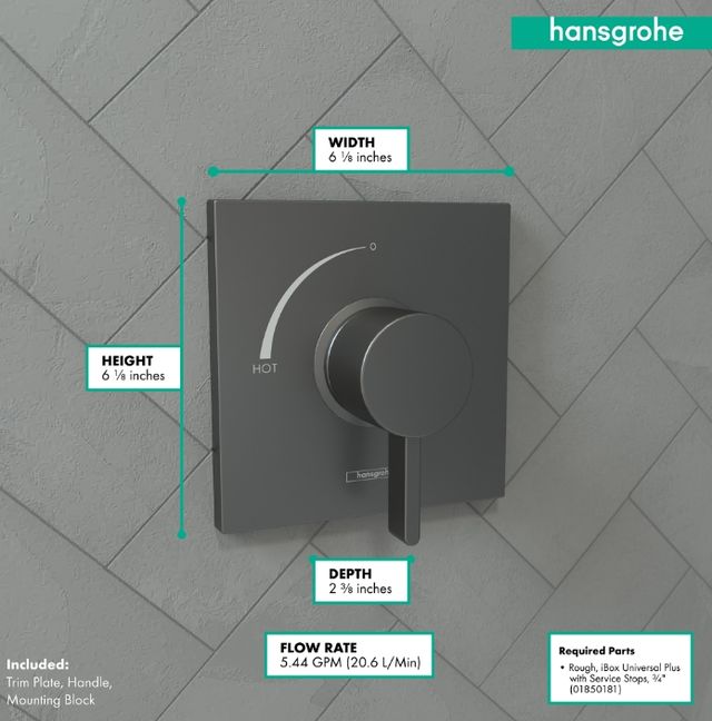 Hansgrohe Ecostat Square Brushed Black Chrome Pressure Balance Trim-2