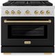 ZLINE Paramount Series Autograph Edition 36" Stainless Steel Pro Style Gas Range with Black Matte Door and Champagne Bronze Accents-0