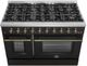 FORNO® Galiano 48" Stainless Steel Pro Style Gas Range with Black Door and Antique Brass Accents-1