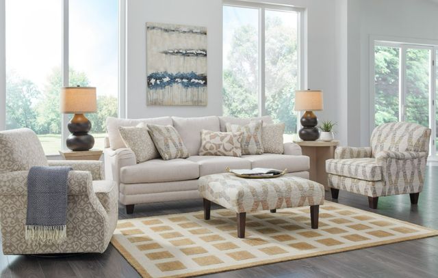 Fusion Furniture Blair Cream Barro Desert Beige/Brown Cocktail Ottoman-1