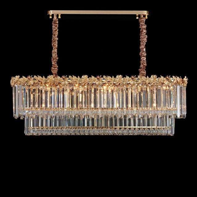 Michael Amini® Marquise Gold 16-Light Rectangular Chandelier-1