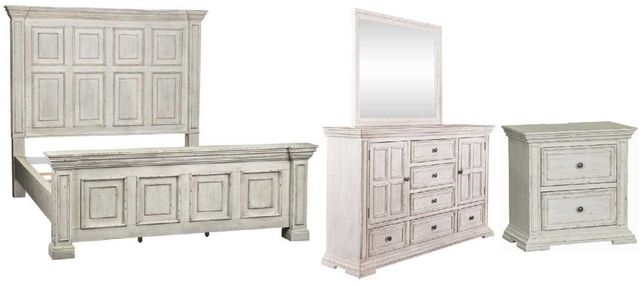 Liberty Furniture Big Valley 4-Piece Whitestone King Panel Bedroom Set-0