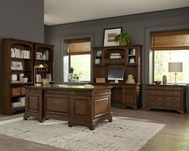 Coaster® Hartshill Burnished Oak Executive Desk with File Cabinets-2