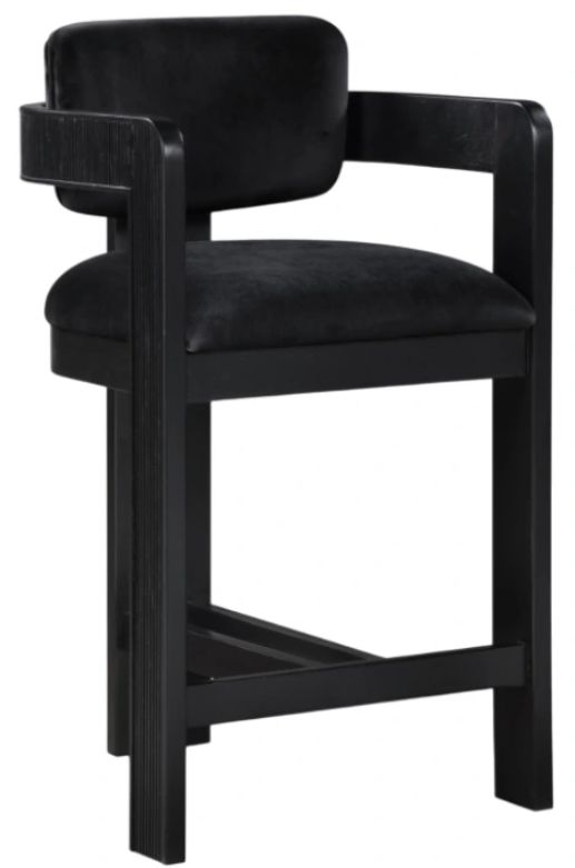 Meridian Furniture Sacha Black Velvet Upholstered Counter Stool-0