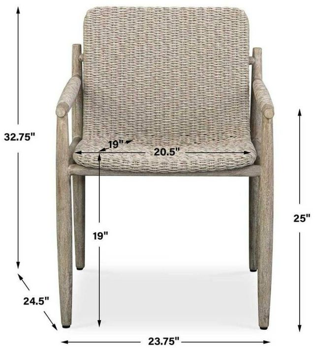 Uttermost® Sumba Oatmeal Wicker/Wooden Outdoor Dining Chair-2