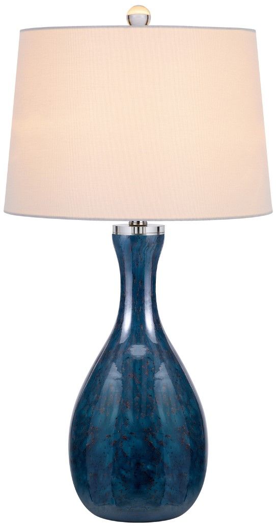 Cal® Lighting & Accessories Gourd Style 2-Piece Antique Blue Luster Table Lamp Set-1