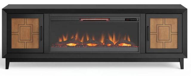 Legends Home Ventura Black/Bourbon 86" Fireplace TV Stand-2