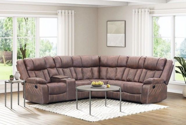 Albany Industries 3-Piece Lux Brown Manual Reclining Sectional-1