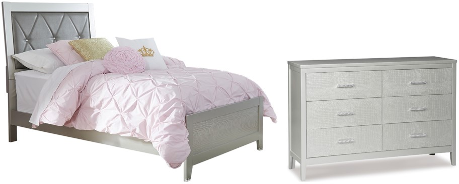 Signature Design by Ashley Olivet 2 Piece Silver Twin Panel Bed Set Sides Furniture Bedding Dora AL