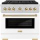 ZLINE Autograph Edition 36" Satin Stainless Steel Pro Style Gas Range with White Matte Door and Polished Gold Accents-0