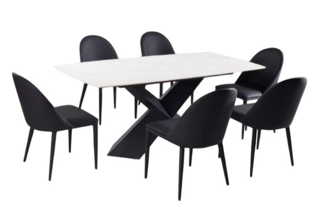 Furniture of America® Lenvik 7-Piece Black/White Dining Table Set-0
