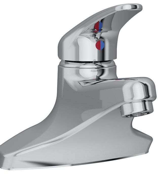 Elkay Chrome 4" Centerset Exposed Deck Lavatory Faucet with Pop-Up Drain, Integral Spout Single Control and 4" Wristblade Handle-0