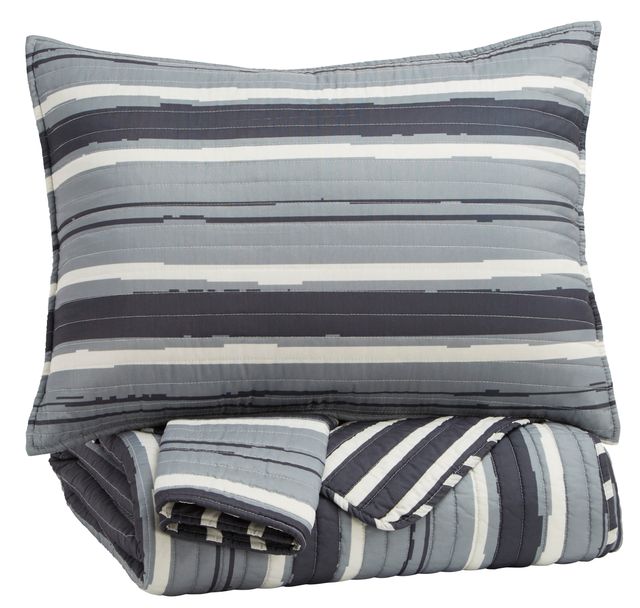Signature Design by Ashley® Merlin Gray/Cream Twin Coverlet Set-0