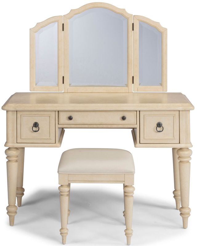 homestyles® Provence Antiqued White Vanity and Bench-0