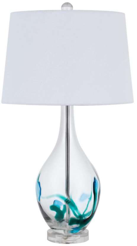 Cal® Lighting & Accessories Harlan Clear/Turquoise/White Table Lamp-0