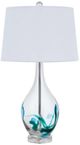 Cal® Lighting & Accessories Harlan Clear/Turquoise/White Table Lamp-0