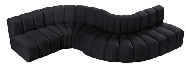 Meridian Furniture Arc 6-Piece Black Velvet Sectional-1