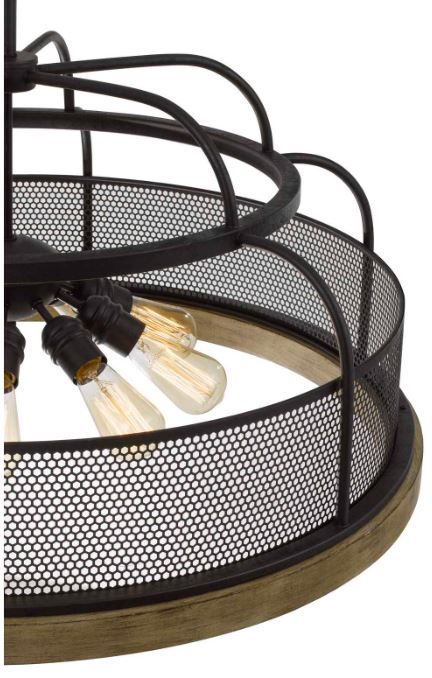 Cal® Lighting & Accessories Akaki Iron/Light Oak Chandelier-1