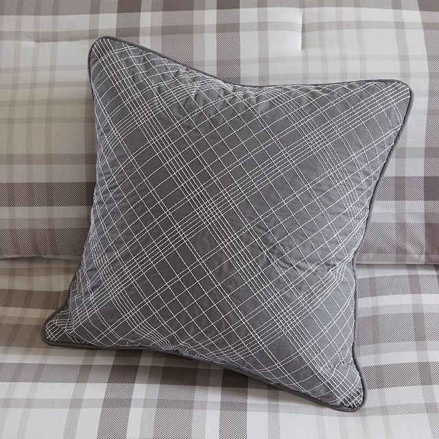 Olliix by Madison Park Sheffield 4 Piece Grey Full/Queen Cotton Printed Reversible Comforter Set-3