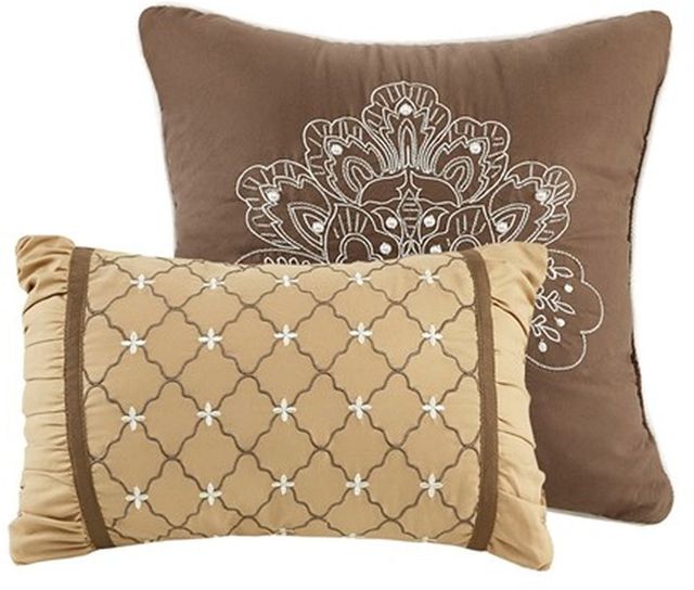 Olliix by Madison Park Brown/Gold Queen Bellagio 5 Piece Reversible Jacquard Bedspread Set-1