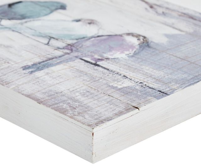 Olliix by Madison Park Perched Birds Grey and White Hand Painted Wood Plank-2