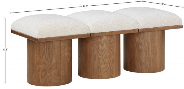 Meridian Furniture Pavilion 3-Piece Cream/Walnut 47" Modular Bench Set-4