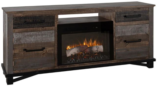 International Furniture Direct Loft Brown Gray Fireplace TV Stand-2