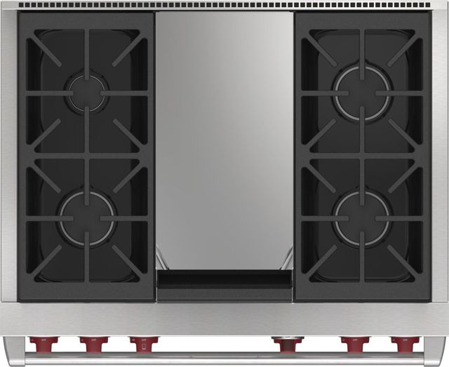 Wolf® 36" Stainless Steel Pro Style Dual Fuel Range with White Door-2