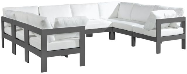 Meridian Furniture Nizuc 8-Piece Dark Gray/White Aluminum/Fabric Outdoor Patio Modular Sectional-0