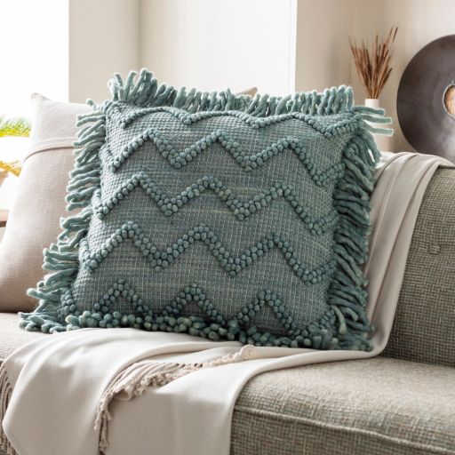 Surya Hylia Aqua 20"x20" Toss Pillow with Down Insert-2