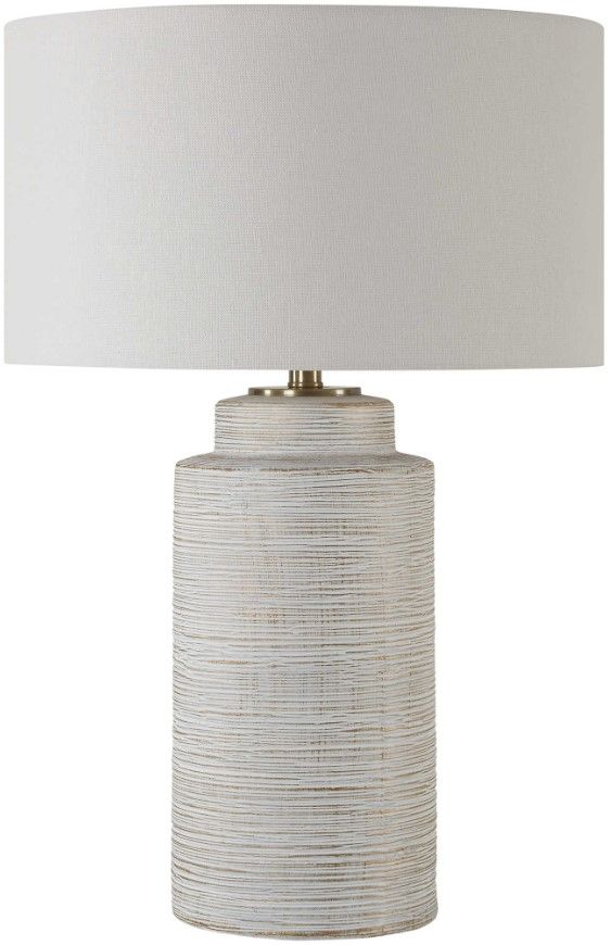 Uttermost® Crimp Distressed Ivory Glaze Table Lamp-4
