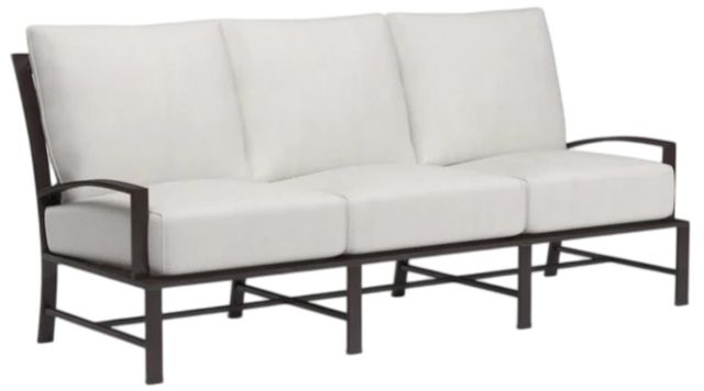 Sunset West La Jolla Espresso Aluminum Outdoor Sofa with Canvas Flax Cushion-0