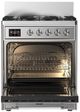Ilve® Majestic III 30" Stainless Steel Pro Style Dual Fuel Natural Gas Range with Solid Door and Chrome Trim-1