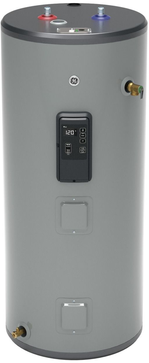 GE® 40 Gallon Diamond Gray Smart Short Electric Water Heater-0