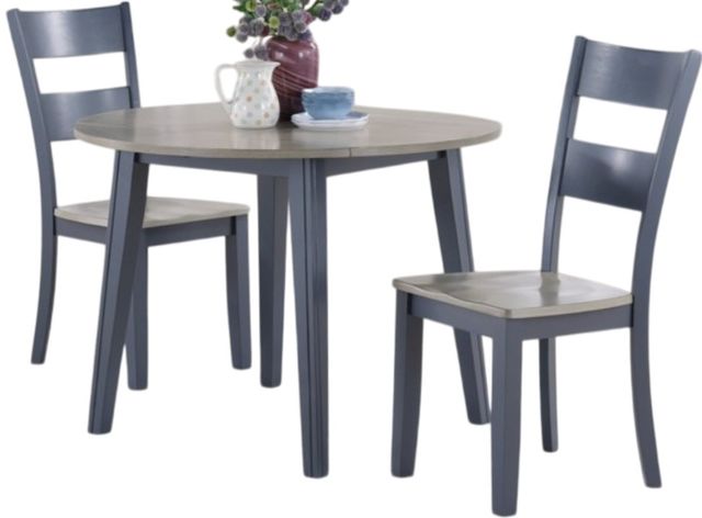 American Wholesale Furniture 3-Piece Gray Dining Table Set with Graphite Base-0