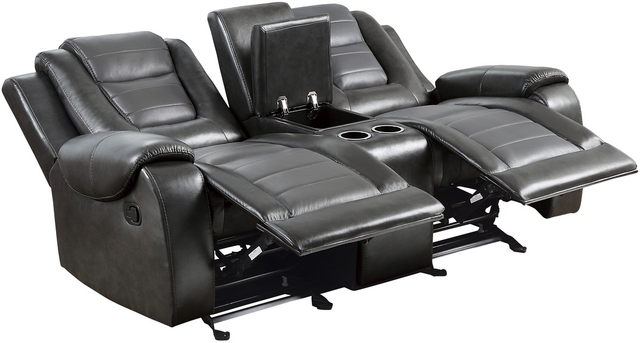 Homelegance® Briscoe Dark Gray/Light Gray Manual Double Reclining Glider Loveseat with Center Console-3