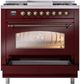 Ilve® Nostalgie II Series 36" Burgundy Pro Style Dual Fuel Range-3