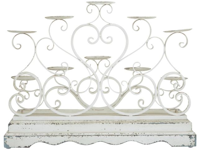 Deco Marche 10-Plate White Scroll Pillar Candelabra-2