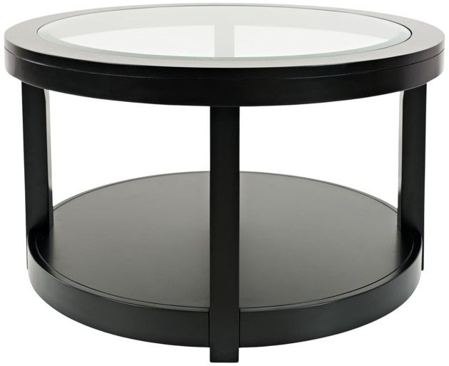 Jofran Inc. Urban Icon Glass Top Round Coffee Table with Black Base-0