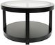 Jofran Inc. Urban Icon Glass Top Round Coffee Table with Black Base-0