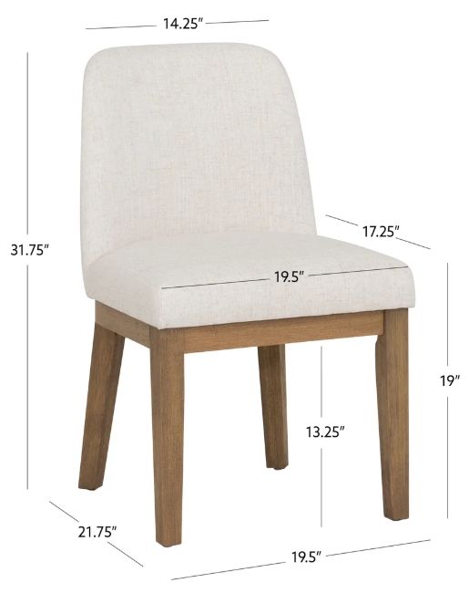 Linon Torres 2-Piece Cream/Natural Brown Upholstered Side Chair Set-2