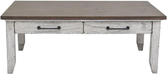 Steve Silver Co. Bear Creek Honey Smoke Cocktail Table with White Base-2