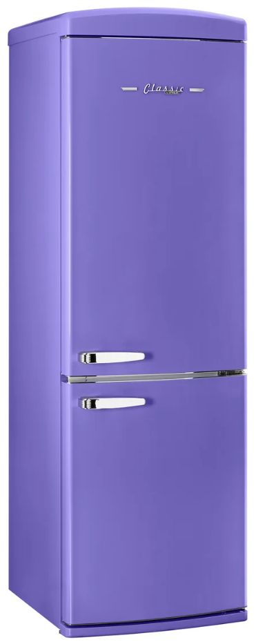 Unique Appliances 24” 12 Cu. Ft. Violet Bottom Freezer Refrigerator with Chrome Accent Handles-2
