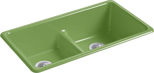 KOHLER® Iron/Tones® Fresh Green Smart Divide® 33" Top/Undermount Double-Bowl Kitchen Sink-0