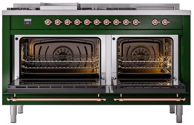 Ilve® Nostalgie II Series 60" Emerald Green Pro Style Dual Fuel Range-1