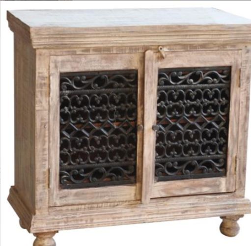 Jaipur Furniture Guru White Wash Jali Cabinet-1