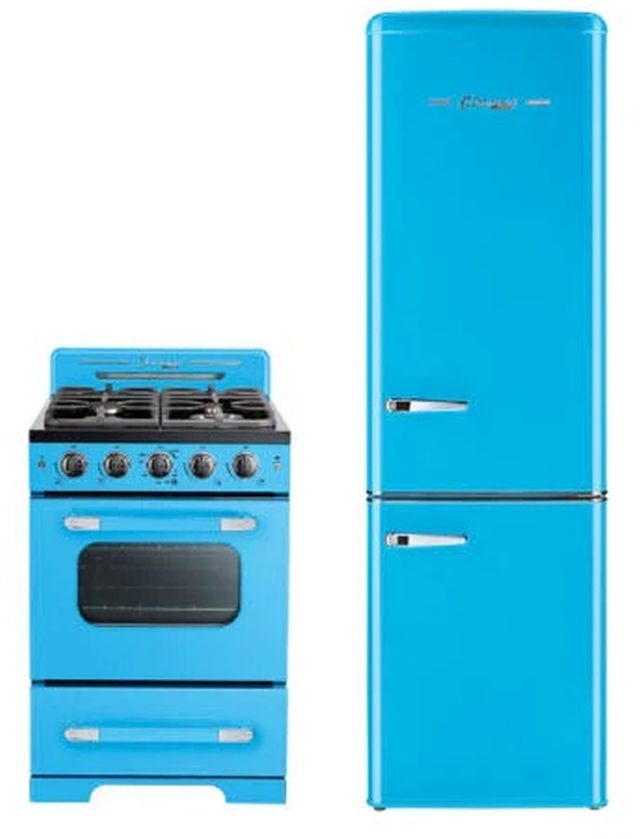 Unique® Appliances Classic Retro 22 in. 9 Cu. Ft. Robin Egg Blue Bottom Freezer Refrigerator-2